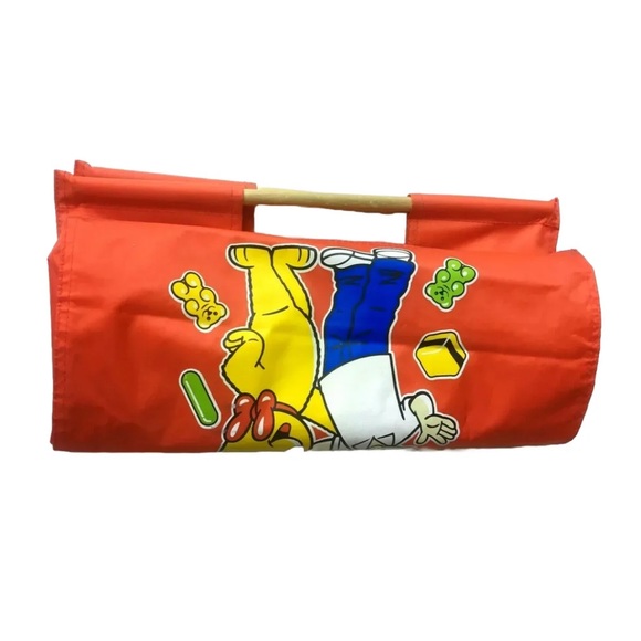 Haribo Candy Themed Red Tote Bag Unique Haribo Bear Boy Blue Logo Wood Handle - Picture 9 of 9